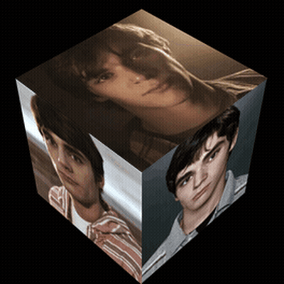Cube With Three Pictures Of Young Man GIF
