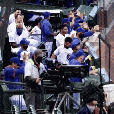 Cubs Baseball Players Sitting GIF