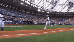 Cubs Player Ian Happ Running To Base After Win GIF