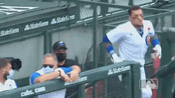 Cubs Player Javier Baez Jumping After Win GIF