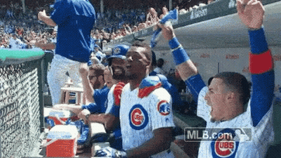 Cubs Players Celebrating In Dugout GIF