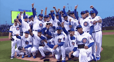 Cubs Players Posing For Photo GIF