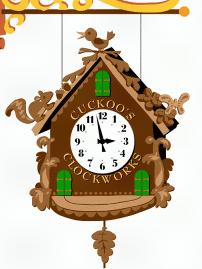 Cuckoo Clock With Train And Bird GIF