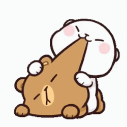Cuddling Milk And Mocha Bear Biting Cheeks GIF