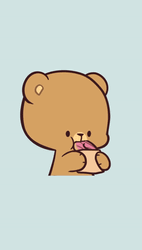 Cuddling Milk And Mocha Bear Eating GIF