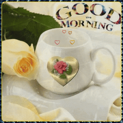 Cup Of Coffee And Roses Good Morning GIF