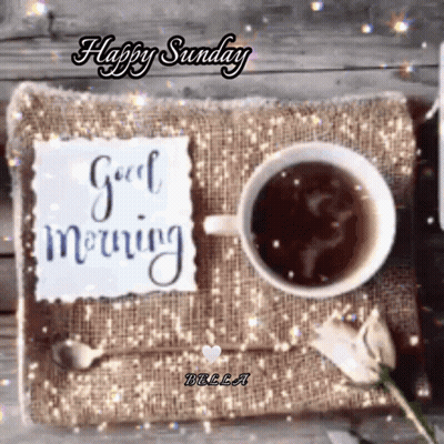 Cup Of Coffee Next To Good Morning Card GIF