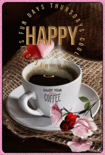 Cup Of Coffee On Saucer Enjoy Your Coffee GIF