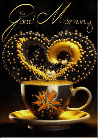 Cup Of Coffee On Saucer Saying Good Morning GIF