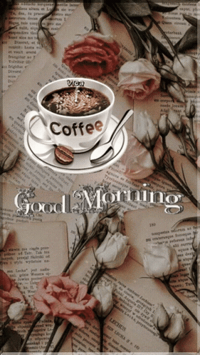 Cup Of Coffee On Saucer With Good Morning GIF