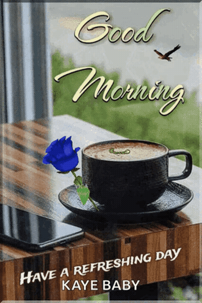 Cup of Coffee With Blue Rose on Saucer