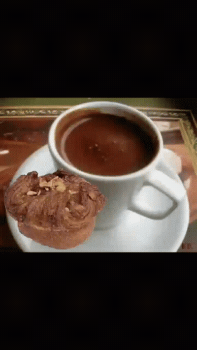 Cup Of Coffee With Croissant GIF