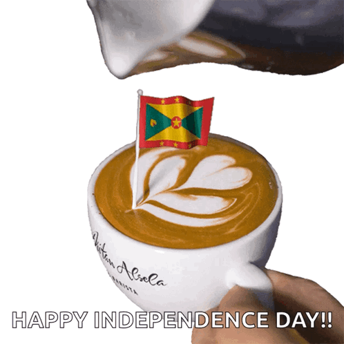 Cup Of Coffee With Flag Happy Independence Day GIF