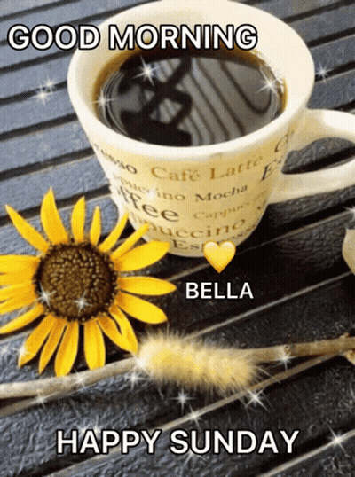 Cup Of Coffee With Good Morning Bella Happy Sunday GIF