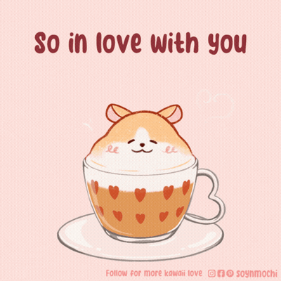Cup Of Coffee With Hamster Saying So In Love With You GIF