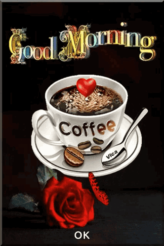 Cup Of Coffee With Red Heart Good Morning GIF