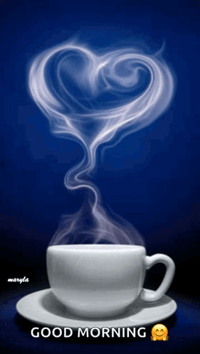 Cup Of Coffee With Smoke Heart Good Morning GIF
