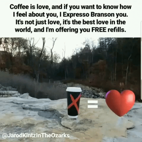 Cup Of Coffee With X On Rock Next To Heart GIF
