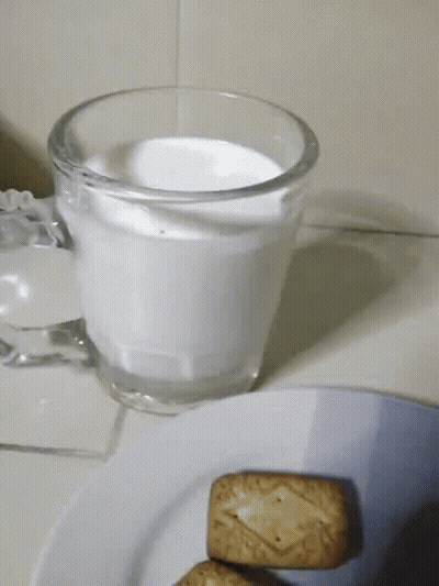 Cup Of Milk Next To Plate Of Cookies GIF