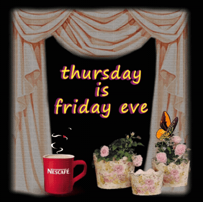 Cup Of Nescafe With Flowers And Curtains GIF
