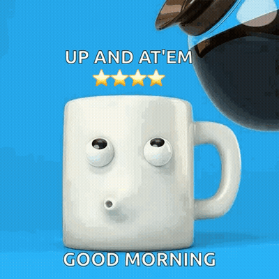 Cup With Face Saying Good Morning GIF