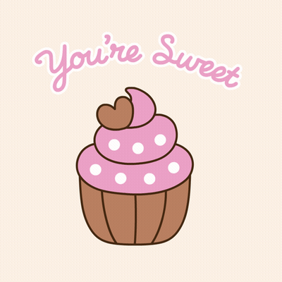 Cupcake With Heart Saying You're Sweet GIF