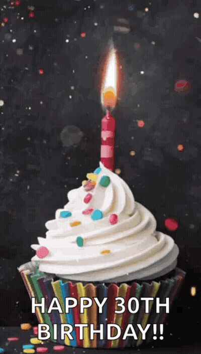 Cupcake With Lit Candle Happy 30Th Birthday GIF