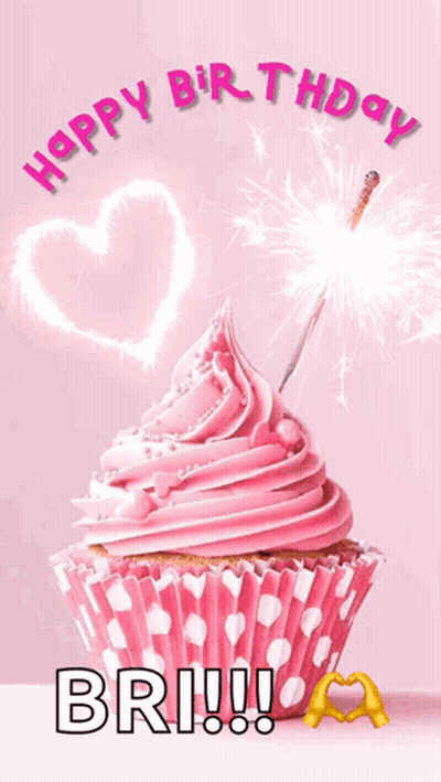 Cupcake With Pink Frosting And Sparkler Saying Happy Birthday GIF