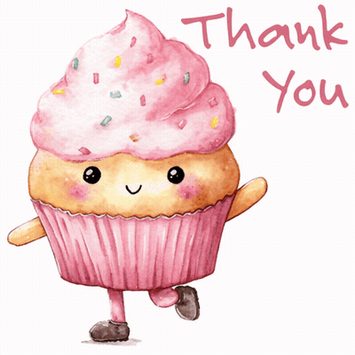 Cupcake With Pink Frosting And Sprinkles Saying Thank You GIF