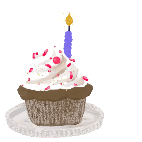 Cupcake With Purple Candle Sticker