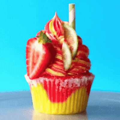 Cupcake With Strawberries On Top GIF