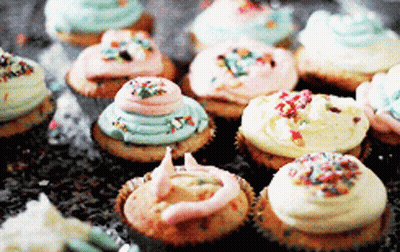 Cupcakes With Frosting And Sprinkles GIF