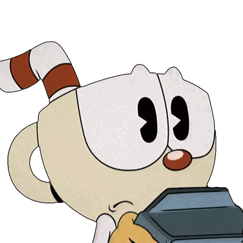 Cuphead Holding A Box Sticker