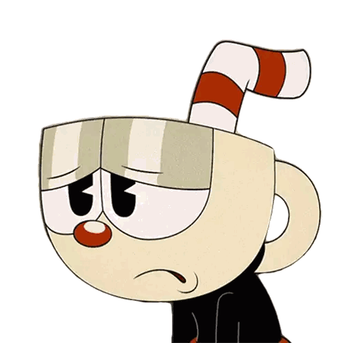 Cuphead With Red And White Cane Sticker