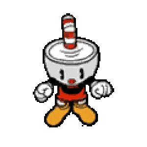 Cuphead With Striped Hat And Heart In Mouth Sticker
