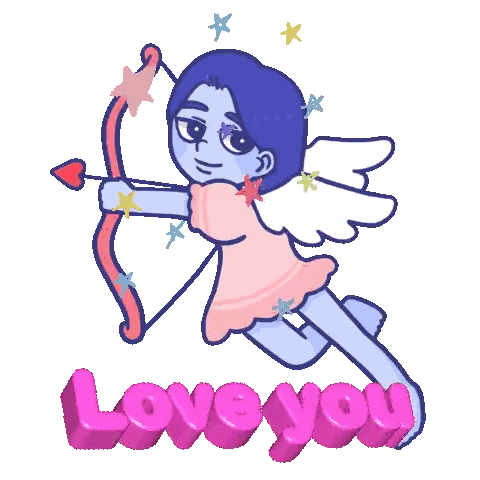 Cupid Holding Bow And Arrow Love You Sticker
