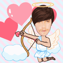 Cupid Man Arrow Hearts GIF