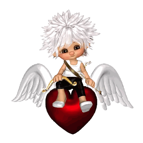Cupid On Red Heart With Bow And Arrow Sticker