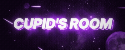 Cupid 'S Room Is Written In Purple Letters GIF