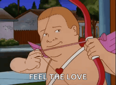 Cupid With Bow And Arrow Saying Feel The Love GIF