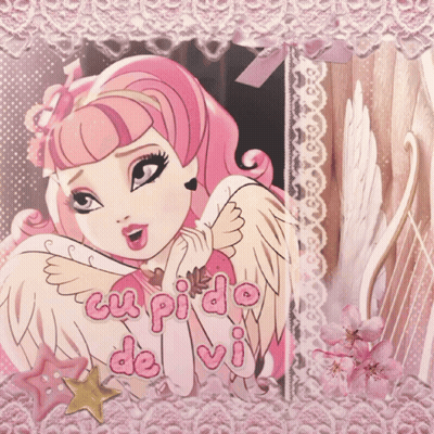 Cupido De Vi Is Written On A Picture Of A Girl With Wings GIF