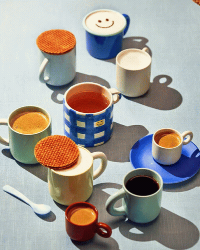 Cups Of Coffee Including Smiley Face GIF