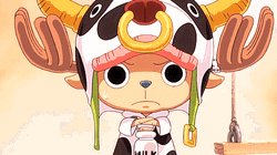 Curious Chopper In Cow Costume GIF