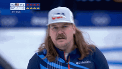 Curling Athlete Matt Hamilton In White Cap GIF