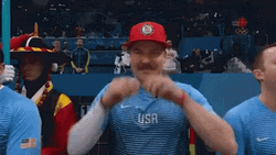 Curling Athlete Matt Hamilton Pointing GIF