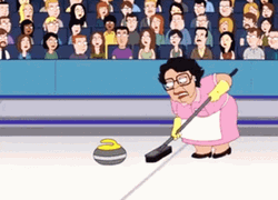 Curling Cartoon Grandma GIF
