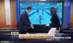 Curling In Wii Game GIF