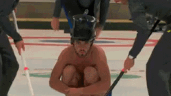 Curling Stone Replaced By Man GIF