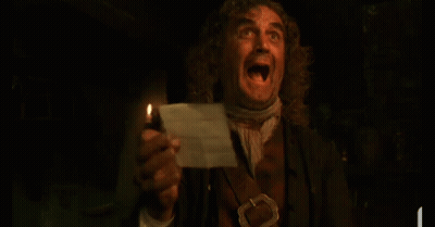 Curly Hair Man Holding Paper Mouth Open GIF