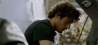 Curly Hair Man Looking Under Car Hood GIF